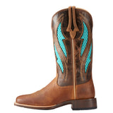 Ariat Women's VentTEK Distressed Brown and Turquoise Wide Square Toe Boot