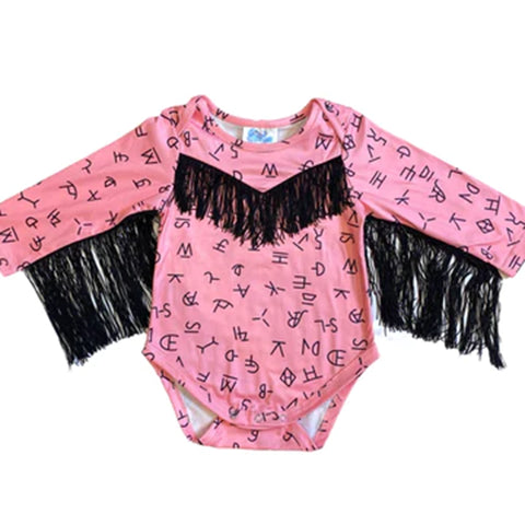 Shea Baby Pink Brand Fringe Onesie