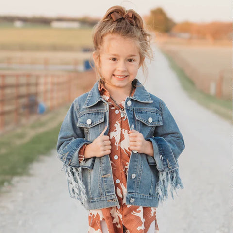 Shea Baby Infant/Toddler Denim Fringe Jacket