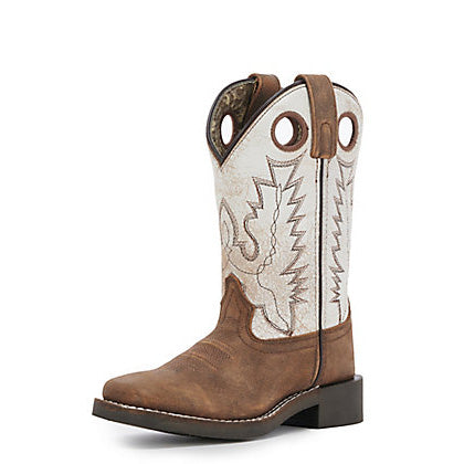 Kid's Distressed Brown and Antique White Boots