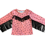 Shea Baby Pink Brand Fringe Long Sleeve Shirt