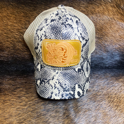 McIntire Saddlery Snake Cap With Tooled Gold Patch