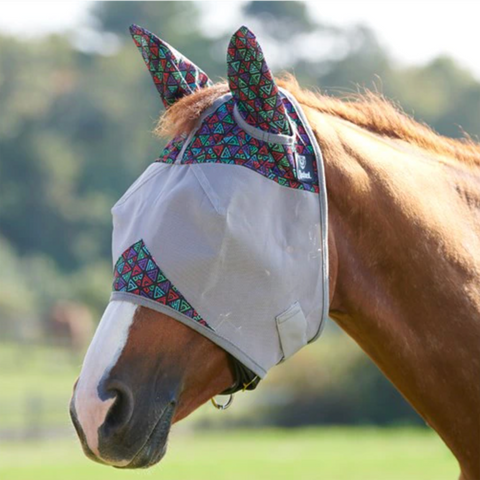 Crusader Black Tribal Fly Mask w/ Ears