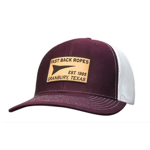 Fast Back Maroon/White Cap w/Leather Logo Patch