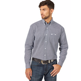 Wrangler Men's Navy Square Print Long Sleeve Shirt