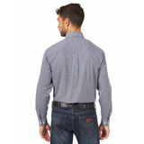 Wrangler Men's Navy Square Print Long Sleeve Shirt
