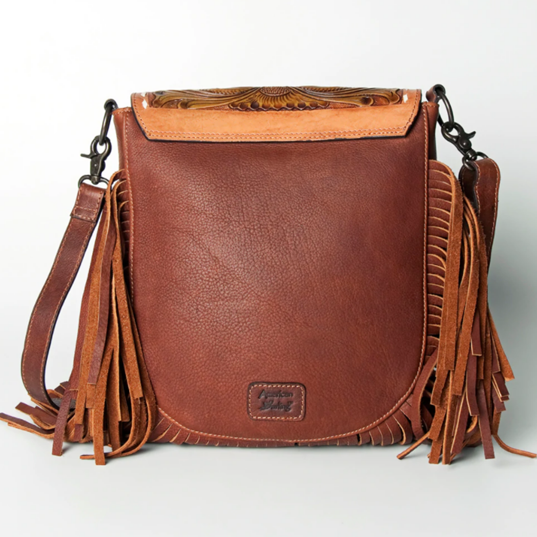American Darling Floral Tooled Leather Triangle Purse - Handcrafted Western Crossbody Bag For Women