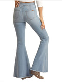 Light Multi-Dart Bell Bottom Jeans