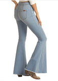 Light Multi-Dart Bell Bottom Jeans