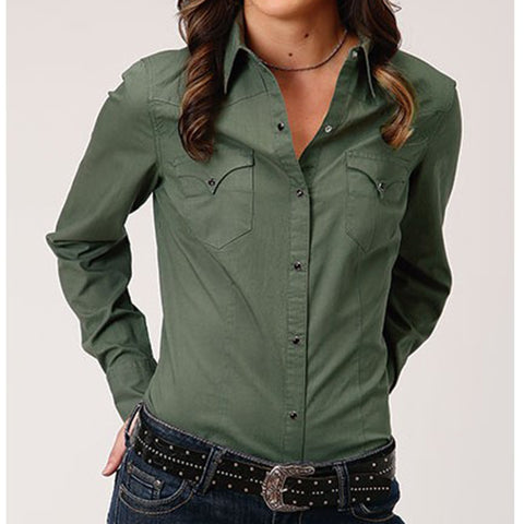Solid Olive Green Long Sleeve Shirt