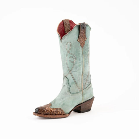 Ferrini Dusty Blue Tooled Tip Western Madison Boots