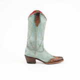 Ferrini Dusty Blue Tooled Tip Western Madison Boots