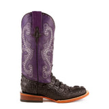 Ferrini Ladies Black/Purple Caiman Hornback Crocodile Print Boots