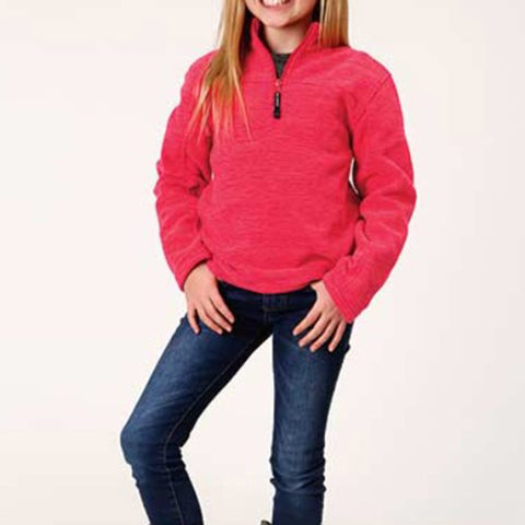 Girl's Neon Pink Fleece Pullover