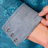 Roper Men's Turquoise and Blue Aztec Print Shirt