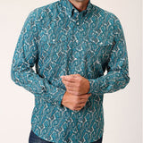 Roper Men's Turquoise Paisley Long Sleeve
