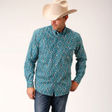 Roper Men's Turquoise Paisley Long Sleeve