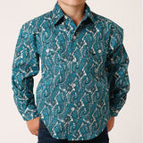 Roper Boys Turquoise Paisley Long Sleeve