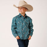 Roper Boys Turquoise Paisley Long Sleeve