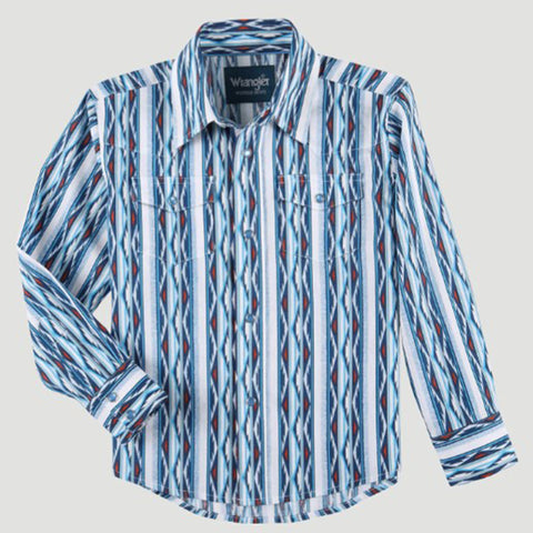 Wrangler Kid's Blue Aztec Stripe Shirt