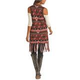 Powder River Outfitters Ladies Aztec Jacquard Fringe Vest