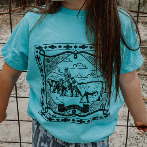 The Whole Herd Kids Turquoise Psalm 104:14 Tee