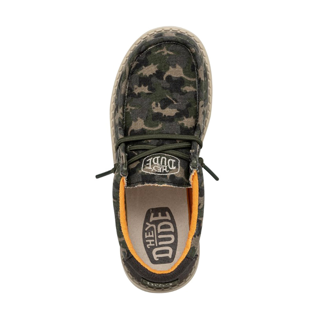 Scarpe Hey Dude Wally Youth - Mocassini In Cotone Camoscio Verde Per Bambini - Foto 6