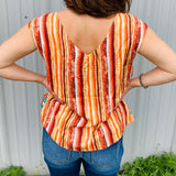 Andree Women's Coral Aztec Striped Short Sleeve