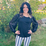 Les Amis Women's Solid Sequins Long Sleeve Shirt