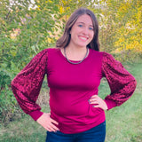 Les Amis Women's Solid Sequins Long Sleeve Shirt