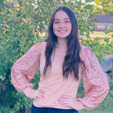 Les Amis Women's Solid Sequins Long Sleeve Shirt