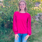 Les Amis Women's Solid Sequins Long Sleeve Shirt