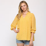 Gigio Women's Solid Puffy Dot Long Sleeve - Sold in Mustard and Rose