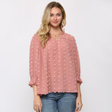 Gigio Women's Solid Puffy Dot Long Sleeve - Sold in Mustard and Rose