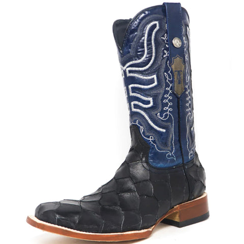 Tanner Mark Men's Black Monster Fish Square Toe