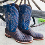 Tanner Mark Men's "Deacon" Brown Caiman Belly Square Toe Boots