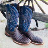 Tanner Mark Men's "Deacon" Brown Caiman Belly Square Toe Boots