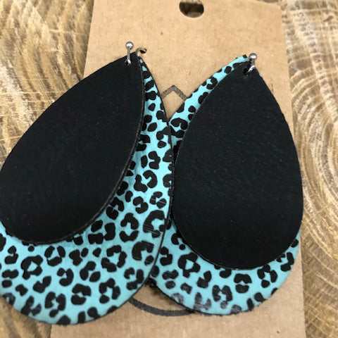 Large Teal Cheetah Black Double