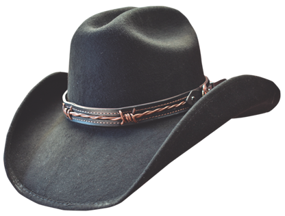 Dallas Tumbleweed Black Felt with Barbwire Hatband
