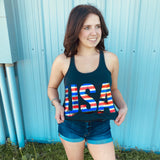 USA Stripe Glitter Tank