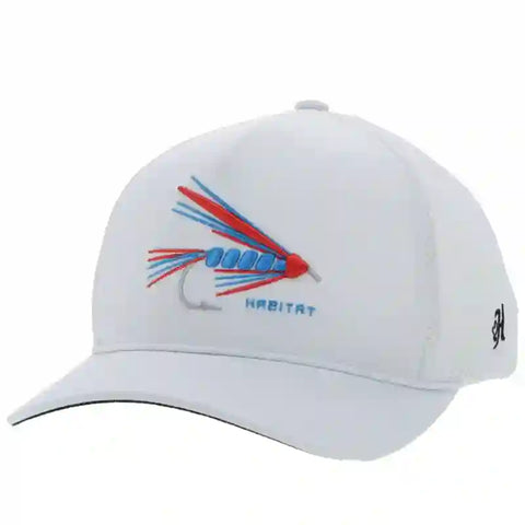 Hooey Mid Profile White Cap-Fly Fishing Logo