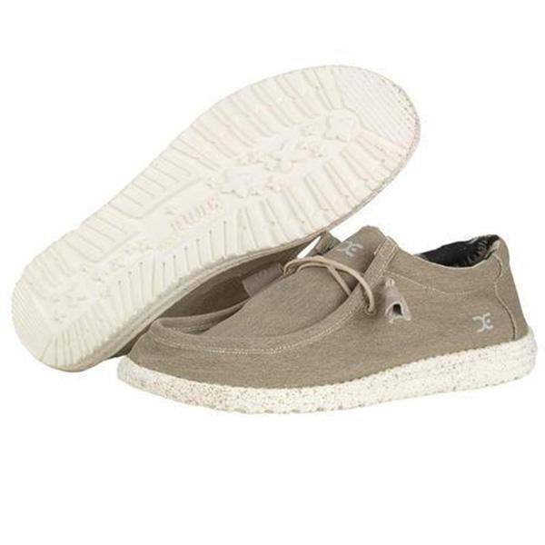Hey Dude Wally Stretch Shoes Mens 8 / Womens 10 Beige Canvas Lace-Up Round Toe Men main image 3
