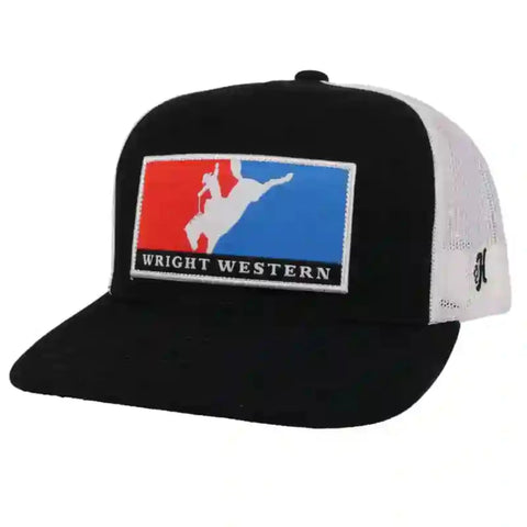 Hooey Black/White Cap-Wright Western Patch