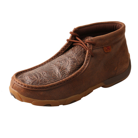 Twisted X Rich Chocolate Floral Tooled Driving Moc