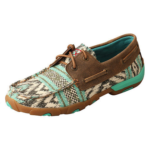 Twisted X Women's Turquoise and White Driving Moc