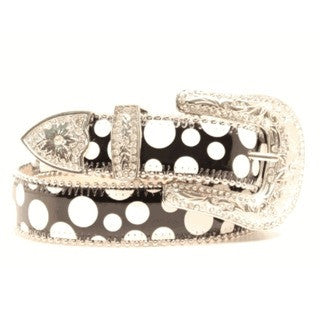 Black and white polka dot belt deals