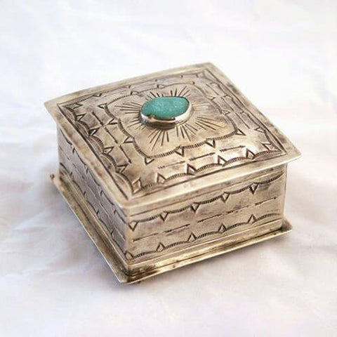 Small Stamped Turquoise Box