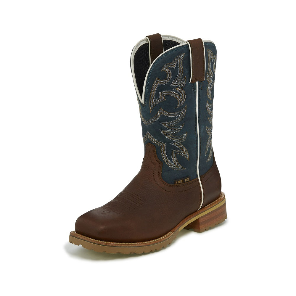 Justin Marshall Reef Blue Waterproof Steel Square Toe Boot