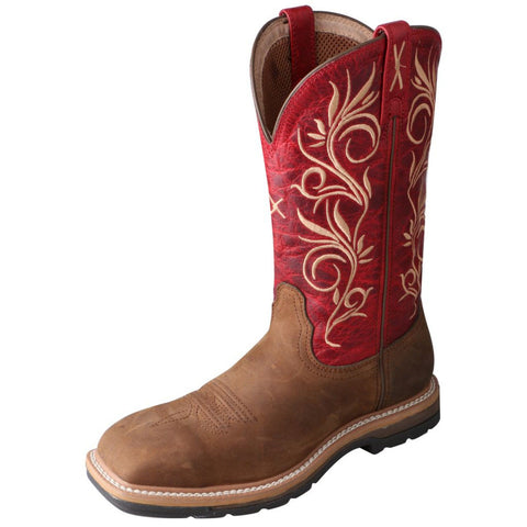 Twisted X Women's Bomber/Red 11" Steel Toe Work Boot