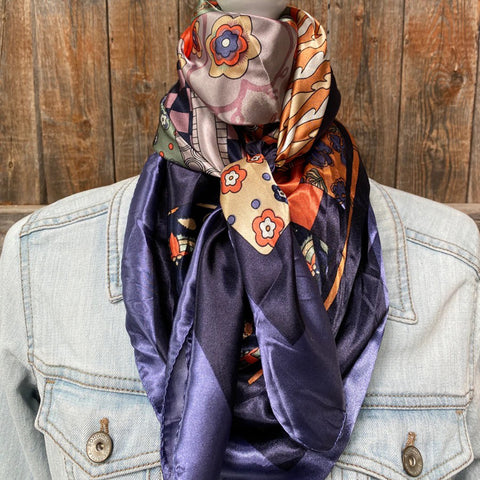 Blue & Orange Multi Pattern Wild Rag